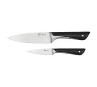 Tefal Jamie Oliver K267S255 Lot de 2 couteaux de cuisine en acier inoxydable allemand, lames tranchantes durables, poignées confortables, pour la cuisine quotidienne, noir