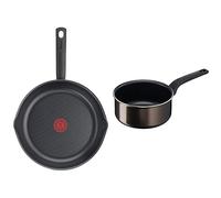 Tefal jour après jour Sur Poêle 28 cm, Antiadhésive, Résistante, Plaque Electrique Gaz Vitrocéramique & Easy Cook&Clean Casserole 18 cm, Antiadhésive, Graduations intérieures, Répartition