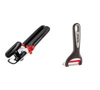 Tefal K2070514 Ingenio Ouvre-Boîte de conserve ustensile de cuisine noir et rouge & K2071814 Ingenio Eplucheur Fruit et Légumes à lame curvée ustensile de cuisine noir et rouge