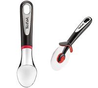 Tefal K2072214 Ingenio Cuillère glace Aluminium Chromé & K2071114 Ingenio Découpe-Pizza à lame tritan lavable facilement ustensile de cuisine noir et rouge résistant sans bisphénol A