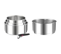 Tefal L898S4 Ingenio Preference Lot de 4 casseroles empilables pour économiser & Ingenio Preference Casserole 22 cm, Empilable, Acier inoxydable, Induction, Polyvalence, Gain de place L8981604