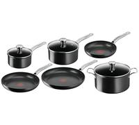 Tefal Lot de 6 pièces, Poêles, Casseroles, Faitout, Induction, Revêtement antiadhésif, Poignée robuste, Indicateur de chaleur Thermo-Signal, Intensium E589S617