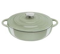 Tefal LOV Cocotte peu profonde en fonte émaillée avec couvercle, 28 cm, 3,8 l, cocotte tous types de plaques, casseroles en fonte, passe au lave-vaisselle, vert lichen - E2587204