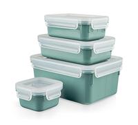 Tefal Masterseal Colour Edition Vert d'eau rectangulaire Set 4 pièces, 100% hermétique, 100% sans danger, compatible lave-vaisselle, coloris tendance N1031010