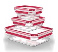 Tefal Boîte à lunch en verre MasterSeal. lot de 3 Rouge