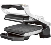 Tefal Optigrill GC705D Gril de contact intelligent, à 6 programmes automatiques, s'adapte à la température, avec cycle de cuisson aux aliments, plaques antiadhésives, 30 x 20 cm, acier inoxydable et noir