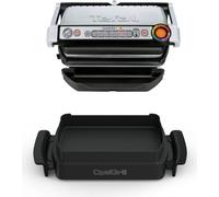 TEFAL OptiGrill + GC714D OptiGrill+ Snacking&Baking GC714D, Acier inoxydable, Rectangulaire, 600 cm², Aluminium, Thermoplastique, Prêt à cuire, Température