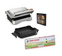 Tefal OptiGrill GC774D.TK Tipp-Kick Edition Barbecue de contact, grill/BBQ/Four/Repas complet, 9 programmes automatiques, avec plateau de cuisson et jeu de coup de poteau Argenté