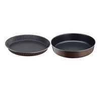 Tefal Perfectbake Moule A Tarte 33cm Aluminium 100% recyclé J5542102, fabriqué en France & PERFECTBAKE Moule A Manqué Brun 24cm, aluminium 100% recyclé J5549602, fabriqué en France