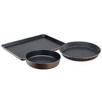 Tefal Perfectbake Set 3 moules, Tarte 30 cm, Manqué 24 cm, Plaque pâtisserie 38x28 cm, Moule à gâteau antiadhésif, Aluminium 100% recy moulage facile YY4485FA, fabriqué en France