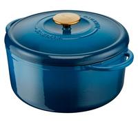 Tefal Pierre Gagnaire Cocotte en fonte d'acier dia 25 cm, 5 L, Induction, Couvercle spécial condensation, Rétention de chaleur, Mijotés, Cuisson douce, Caramélisation, Héritage Bleu Alpes E2610404