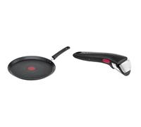 Tefal Poêle à crêpe 28 cm, Induction, Revêtement antiadhésif résistant aux rayures & Ingenio Poignée amovible noire, Empilable, Verrouillage sécurité 3 points