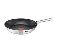 Tefal - Poêle Duetto Acier Inoxydable - Antiadhésif - 24 cm | Poêle compatible induction avec Thermo-Spot breveté - Revêtement antiadhésif sans PFOA pour une cuisson saine et homogène
