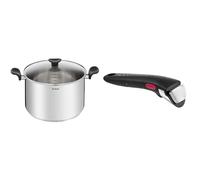 Tefal PRIMARY acier inoxydable marmite 28 cm + CV & Ingenio Poignée amovible noire, Empilable, Verrouillage sécurité 3 points, Supporte jusqu'à 10 kg, Garantie 10 ans, Fabriqué en France L9863302
