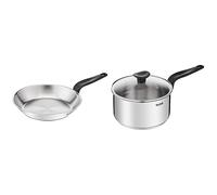 Tefal Primary Poêle inox 24 cm, Garantie 10 ans, Acier inoxydable de première qualité, Induction, Pour cuisiner de délicieuses recettes et déglacer E3080404 & PRIMARY casserole inox 20 cm / 3 L + CV