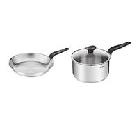 Tefal Primary Poêle inox 28 cm, Garantie 10 ans, Acier inoxydable haute qualité, Induction, Pour cuisiner de délicieuses recettes et déglacer E3080604 & PRIMARY casserole inox 20 cm / 3 L + CV