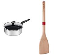 Tefal Primary sauteuse 24 cm + couvercle verre, Garantie 10 ans, Acier inoxydable de première qualité, Revêtement antiadhésif sain, Induction E3093204 & K2300814 - Ingenio Bois - Spatule