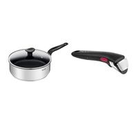 Tefal Primary sauteuse 24cm + couvercle verre, Garantie 10 ans, Acier inoxydable de première qualité & Ingenio Poignée amovible noire, Empilable, Verrouillage sécurité 3 points