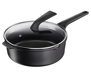 Tefal Robusto E24933 Sauteuse en fonte d'aluminium 26 cm avec couvercle | Nettoyage facile | Revêtement antiadhésif | Indicateur de température | Signal thermique | Passe au lave-vaisselle |