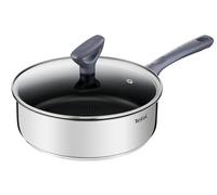 Tefal Sauteuse 24 cm, Induction, Revêtement intérieur antiadhésif, Acier inoxydable, Garantie 10 ans, Bords verseurs, Poignées ergonomiques isolantes, Poêle, Casserole, Daily Cook G7133244