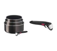 Tefal Tefal Ingenio Easy Plus Lot 3 casseroles 16/18/20 cm + poignée amovible noire, Aluminium, Noir, Argent, Verrouillage sécurité 3 points, Garantie 10 ans
