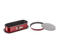 TefalJ 1640314 Delibake Moule A Cake Avec Charnière 30x11cm Rouge/Gris & 1641514 Delibake Moule A Tarte 28 cm A Fond Amovible Acier Rouge Carbone