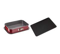 TefalJ 1640514 Delibake Plat A Four A Charnière 36x24cm Acier Rouge Carbone & Perfectbake Plaque A Pâtisserie Chocolat 38x28 cm Aluminium 100% Recyclé J5547002, fabriqué en France