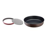 TefalJ 1641514 Delibake Moule A Tarte 28 cm A Fond Amovible Acier Rouge Carbone & Perfectbake Moule A Manqué 26cm Aluminium 100% Recyclé J5549702