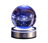 Tefola Boule de cristal galaxie 3D, système solaire, globe en lévitation flottante, sac cadeau de 8 cm, carte de vœux, jouets scientifiques éblouissants, boules lumineuses pour les amateurs d'aviation