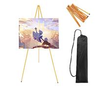 Tefola Chevalet pour présentation, Chevalet pour Affiche d'artiste de Mariage, Chevalet trépied en A, Portable Pliable, avec Sac de Transport pour Affichage de Mariage, Peinture, Affiche, etc (doré)