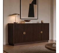 Tegal buffet 4 portes cannelées effet noyer 160 cm
