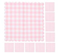 TEHAUX 100 Pièces Lot de Serviettes en Papier Jetables Rose à Motif à Carreaux, Design Élégant et Compact, pour Mariage et Pique-niques, Usage Polyvalent et Décoratif