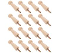 TEHAUX 16 Pièces Crochets à Vis en Bois de Hêtre Naturel pour Rangement Vertical, Fixation Solide, Style Rustique, pour Hall D'accueil et Projets DIY