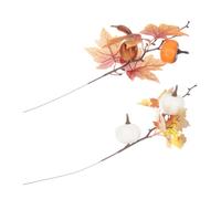 TEHAUX 2 Pièces Branche de Citrouille d'halloween en Plastique Feuilles D'érable Artificielles, Décoration Rustique pour Arrangement Floral ou Vase Automnal