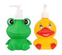 TEHAUX 2 Pièces Distributeur de Savonnette Animalier 300ml en Vinyle Pompe Rechargeable pour Gel pour Salle de Bain et Voyage