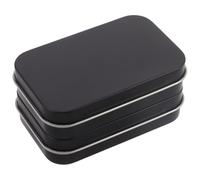 TEHAUX 2 Pièces Mini Boîte Métallique Rectangulaire en Fer-blanc Noire avec Couvercle à Charnière, Rangement Polyvalent pour Petits Objets et Clés, Maison Voyages