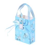 TEHAUX 24 Pochons à Dragées en Papier Bleu pour Anniversaire Bébé, 24 Pièces, Réutilisables, Design Cartoon Fond Plat, pour Fête et Shower