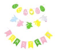 TEHAUX 3 Pièces Bannière Joyeuses Pâques en Feutre Lapins et Œufs, Décoration Charmante pour Fête de Pâques, Facile à Assembler, pour Décoration Intérieure et Fonds Photo