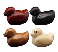 TEHAUX 4pièces Figurines Bois Miniatures Canard Ornements Bois Animaux Décoration Suspendue Accessoires DIY Pour Porte-clé Mini Santons Crèche