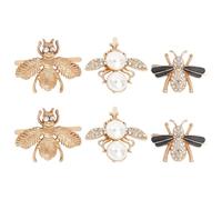 TEHAUX 6 Pièces Boucles de Chaussure en Métal Forme Abeille avec Zircon et Perles, Clips à Chaussures Élégants pour Femmes, Accessoires DIY pour Saisons Changeantes et Tendances