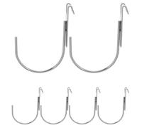 TEHAUX 6 Pièces Crochet Métallique en Acier Inoxydable, Rangement Suspendu | Forme en J, Finition Polie Argentée, Placement Flexible, Installation sans Outil, pour Bijoux, Outils de Jardin, Placards