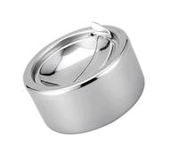 TEHAUX Acier Inoxydable Cendrier Grand Format avec Couvercle, Coupe-Vent | Portable et Léger, Système Press-to-drop, Usage Extérieur ou Restaurant, Finition Argenté Moderne