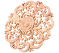 TEHAUX Applique Décorative Bois Sculpté Rond Décorations de Chambre 11.81 x 11.81 x 0.39 in Pour Mur Meubles Armoire À Peindre