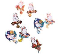 TEHAUX Badges Lapin 8 Pièces en Métal, Épingles Kawaii pour Manteaux et Paquet, Accessoires Animaux Mignons pour Femmes, Décoration Créative pour Fête et Usage Quotidien