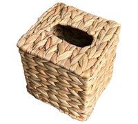 TEHAUX Boîte à Mouchoirs Tissée la Main en Paille et Fer, Organisateur de Serviettes en Papier pour Bureau à Domicile, Porte-mouchoirs Multifonctionnel, Grande Capacité
