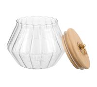 TEHAUX Boîte de Rangement Hermétique Couvercle en Bois Grosse Capacité en Verre Usage Sûr pour Poudre de Lessive et Perles de Condensat Cuisine