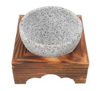 TEHAUX Bol D'aromathérapie avec Support en Bois Résistant la Chaleur en Pierre Naturelle 400ml pour Sauna et Spa à Domicile