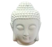 TEHAUX Brûleur à Huile Essentiel Tête de Bouddha en Céramique Blanche Fait Main pour Bibliothèque et Salle de Contemplation, Lampe Bougie Décorative