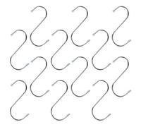 TEHAUX Crochets Métalliques en Forme de S 12pcs 201 Acier Inoxydable, Accroche-porte pour Cuisine et Salle de Bain, Support Robuste pour Manteaux et Sacs Argentés