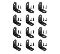 TEHAUX Équerre D’Angle 12 Pièces en Acier Inoxydable Noir 90° | Forme en L à Angle Droit, pour Bureau Mural et Cloison, Légère, Pose Facile